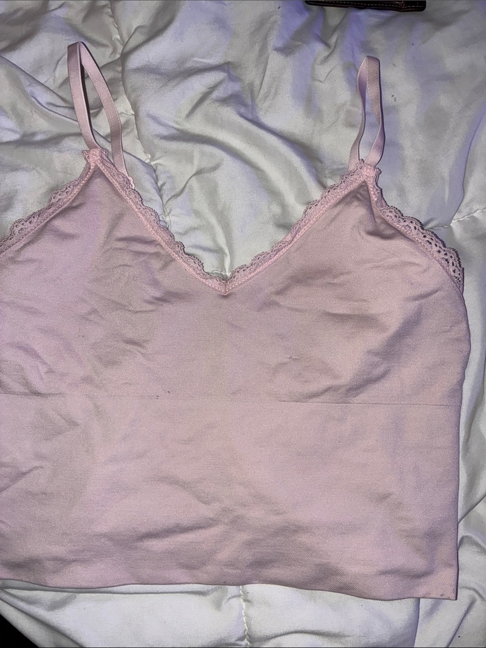 Garage Light Pink Lace-Trim Bandeau Cami